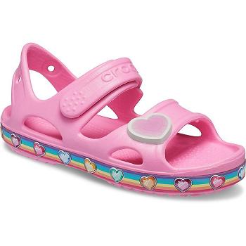 Crocs Fun Lab Rainbow Ruzove - Detske Sandále